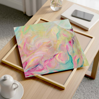 ‘Closer Than You Think’ – vibrant yet calming abstract canvas with movement and light.