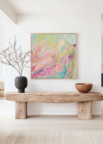‘Closer Than You Think’ – expressive pastel painting print with upward colour flow.