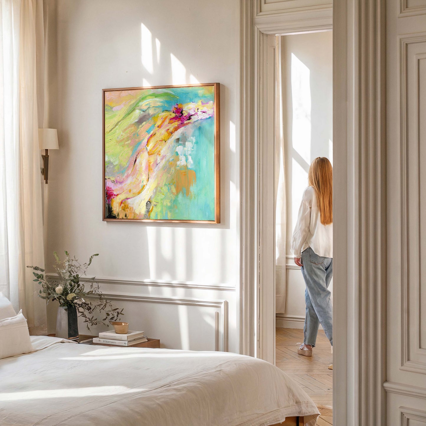 ‘Endless Summer’ - Colourful Abstract Summer Wall Art Canvas Print t in coral, pink and turquoise for joyful wall art.