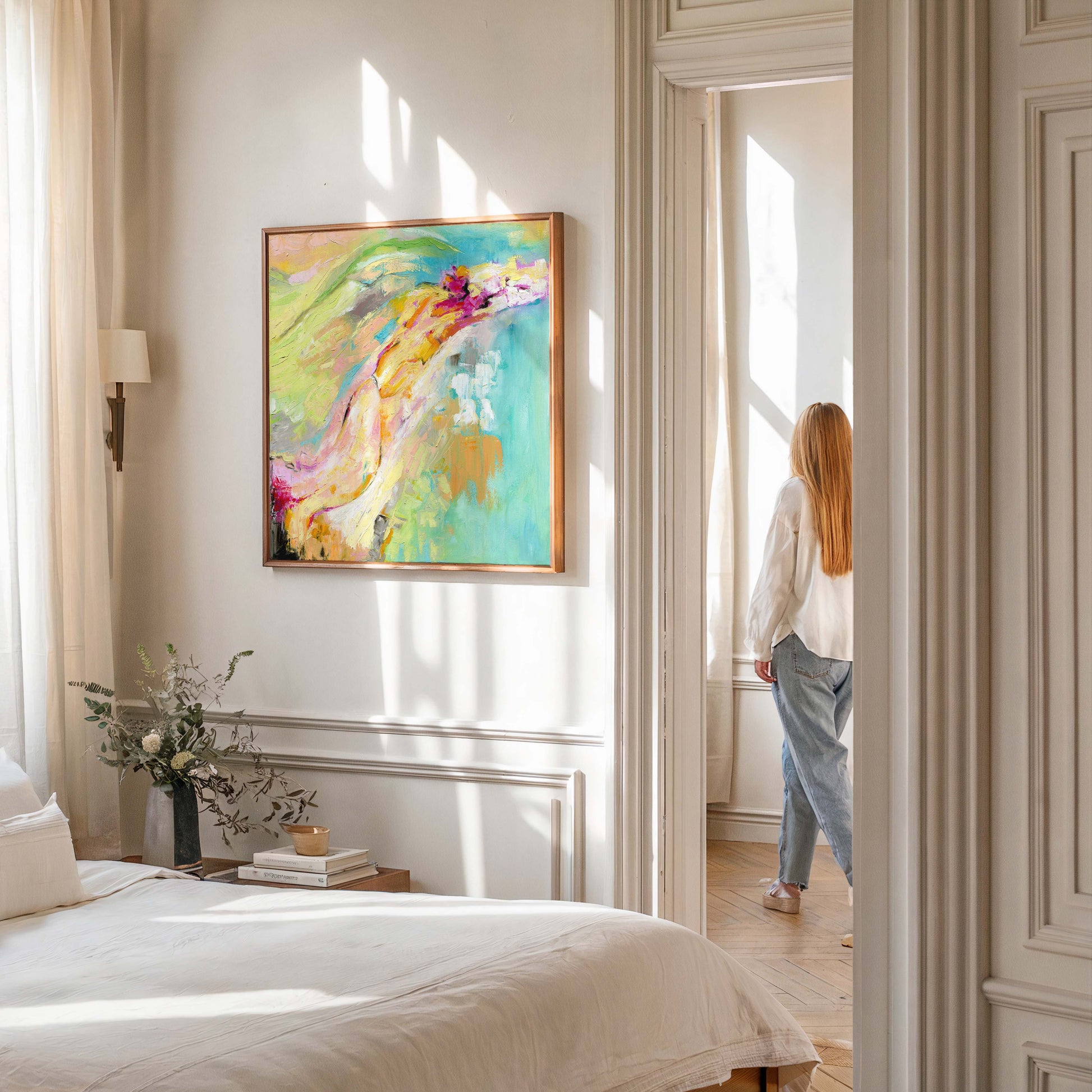 ‘Endless Summer’ - Colourful Abstract Summer Wall Art Canvas Print t in coral, pink and turquoise for joyful wall art.
