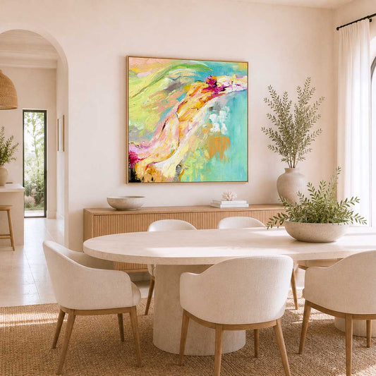 ‘Endless Summer’ - Colourful Abstract Summer Wall Art Canvas Print t in coral, pink and turquoise for joyful wall art.
