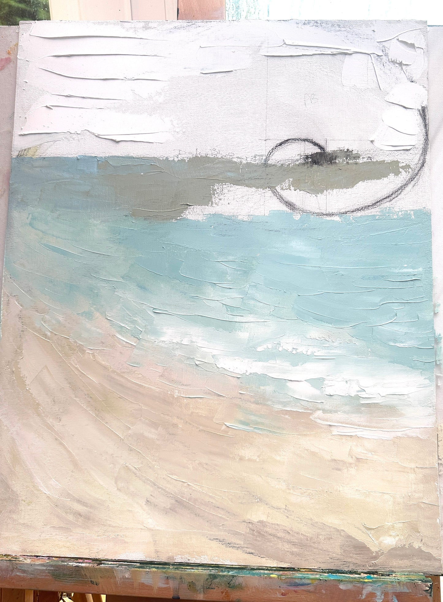 'Bramble Bush Bay Shores' - unique coastal artwork capturing stillness and peace, framed original for collectors.