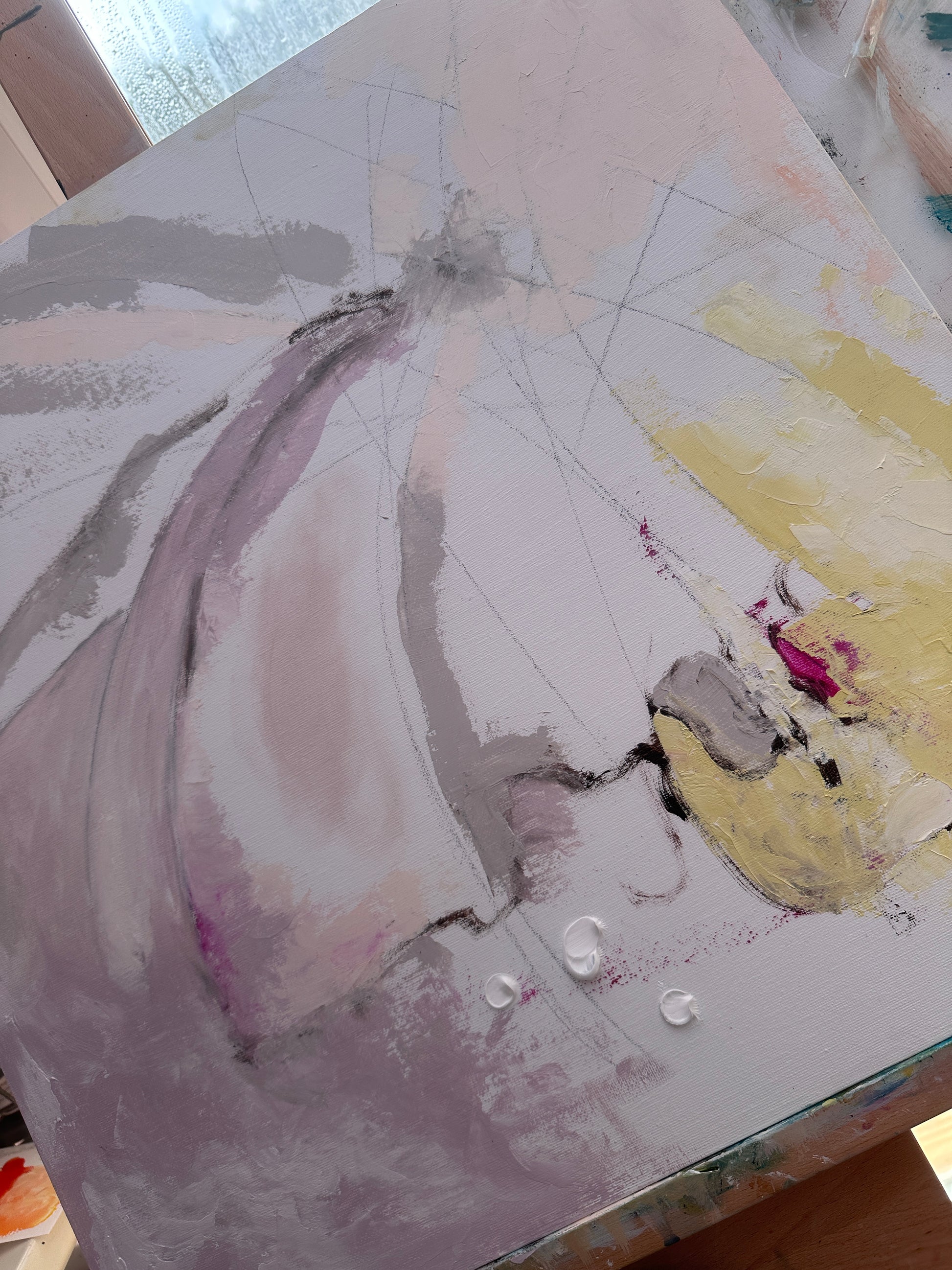'Taking Flight' work in progress - Abstract freedom and hope art original oil painting
