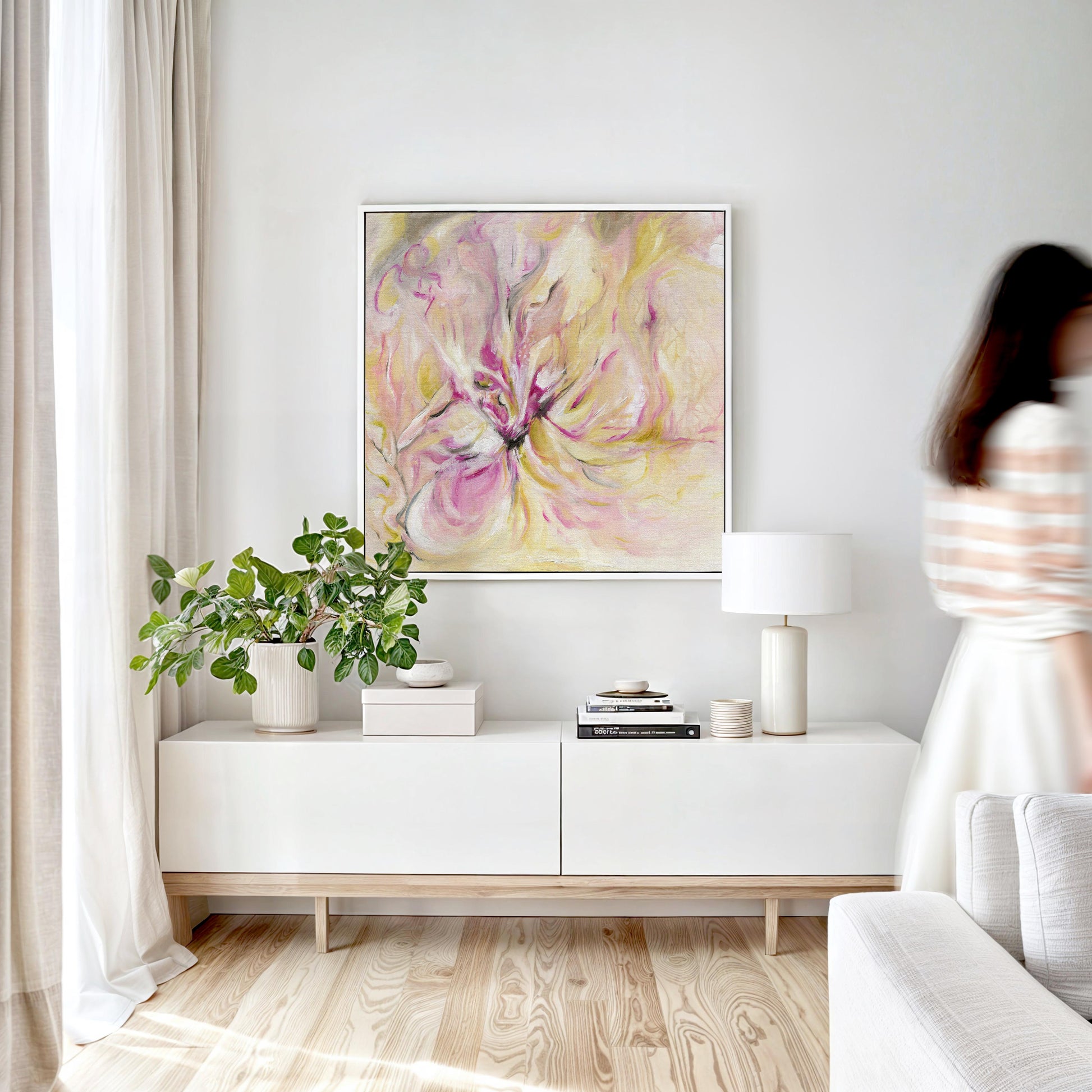 ‘In the Quiet Light’ - Abstract oil painting capturing stillness and light.