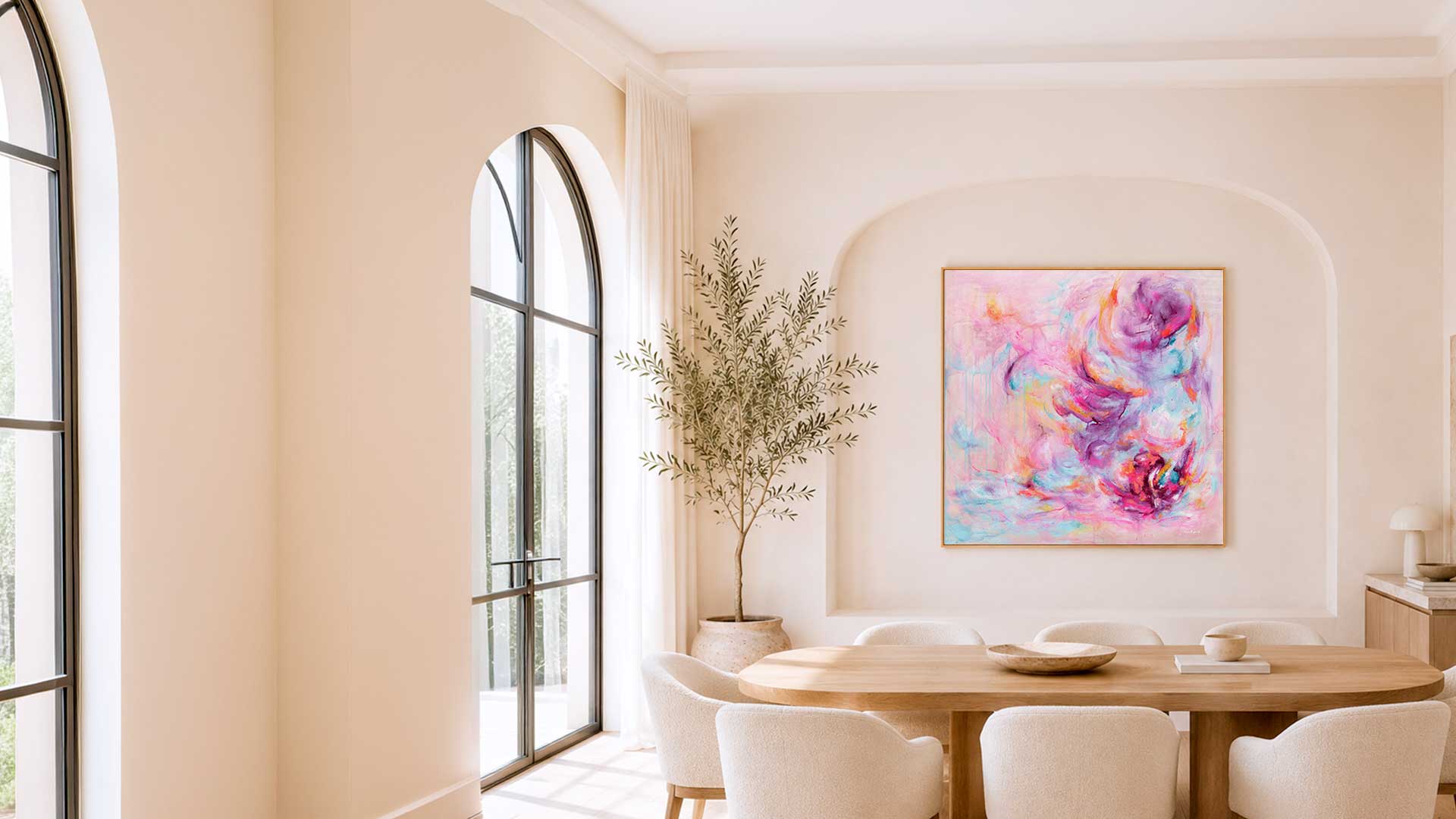 Kate Shephard Art website banner image showing vibrant pink and purple artwork - Choose Joy