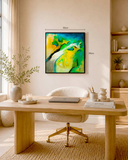 Leap of Faith green and yellow wall art print 