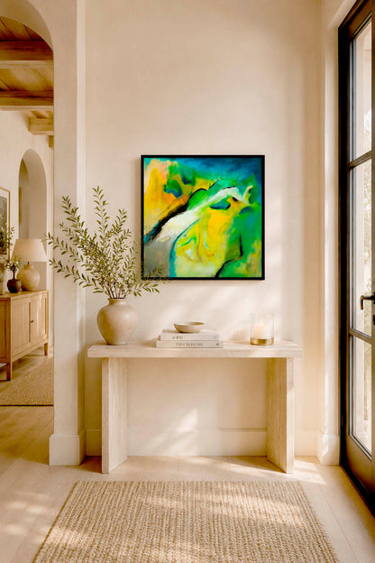 Leap of Faith green and yellow wall art print 