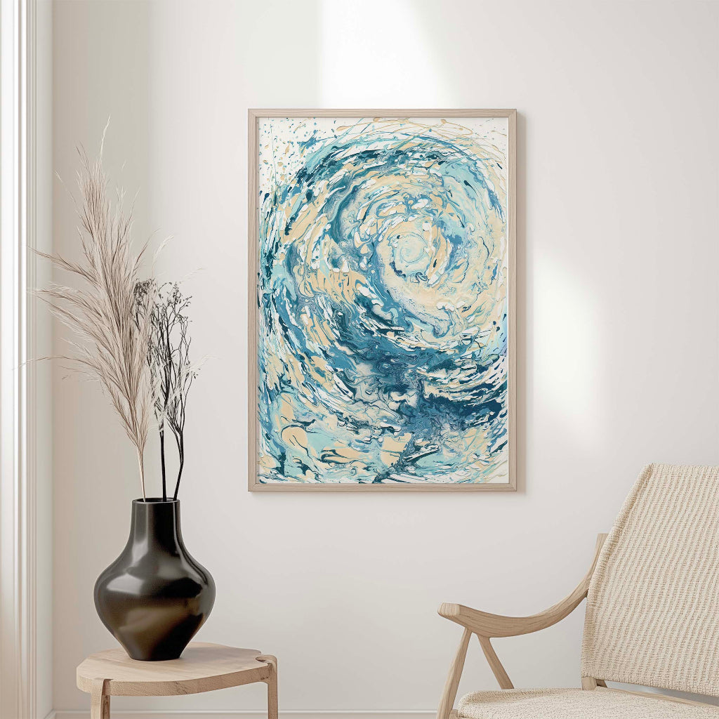 ‘Wave I’ - Fine art paper print by Kate Shephard Art, featuring flowing blue abstract wave artwork.