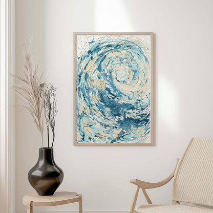 ‘Wave I’ - Fine art paper print by Kate Shephard Art, featuring flowing blue abstract wave artwork.
