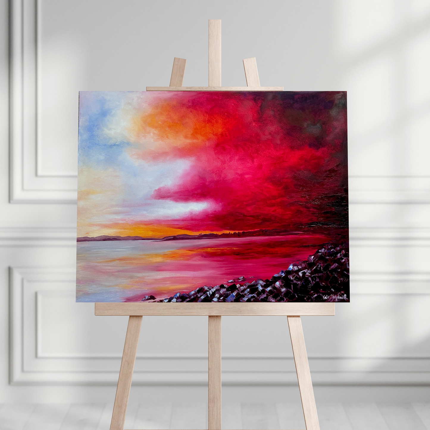 Breaking Through original paintingof Poole Harbour by Dorset artist Kate Shephard