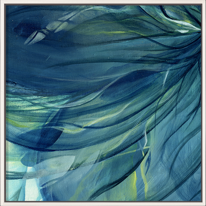 'Rising Through' - Contemporary dark teal diptych canvas print with sweeping movement for modern statement walls.