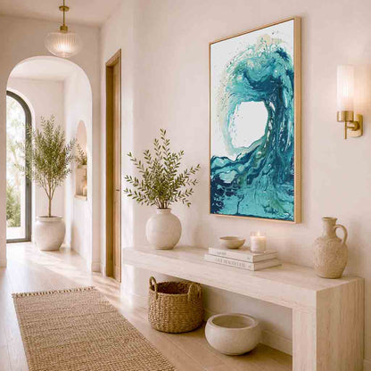 'Sandbanks Wave' - fluid abstract wave art print by Kate Shephard, Dorset artist.