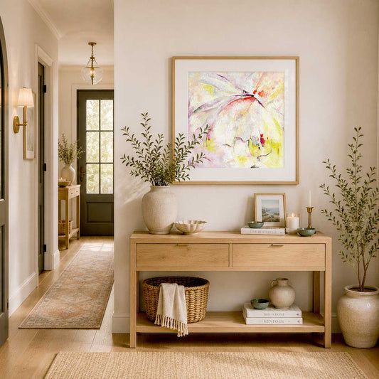 ‘Taking Flight’ – Expressive paper print featuring movement and serenity.