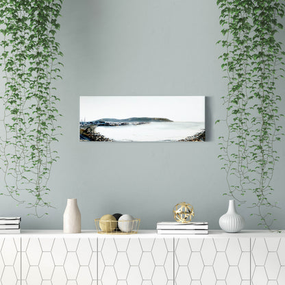 'The Shimmering Pier' - Detail of gold shimmer catching the light on rocky shore, Swanage Pier original oil painting.