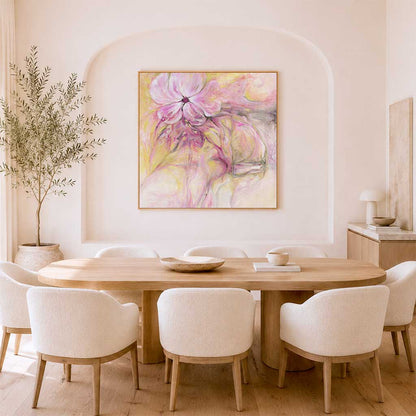 'Through It All' – Floral Pink and Yellow Uplifting Wall Art Print Inspirational wall art for women