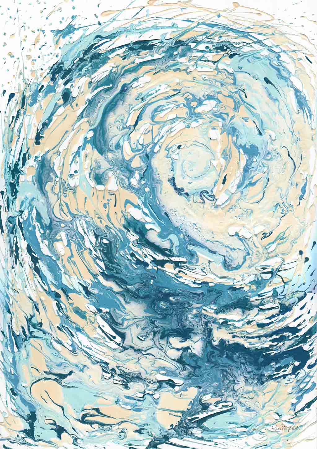 ‘Wave I’ - Abstract blue wave art print, the first in Kate Shephard’s wave painting series.