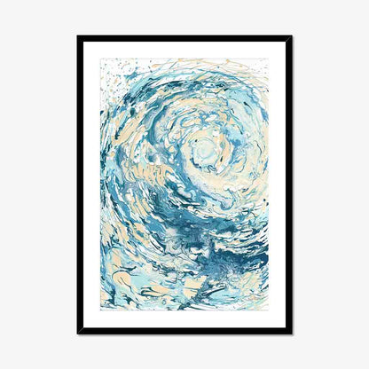 ‘Wave I’ - Coastal home decor wall art print with flowing ocean blues and sandy cream tones.