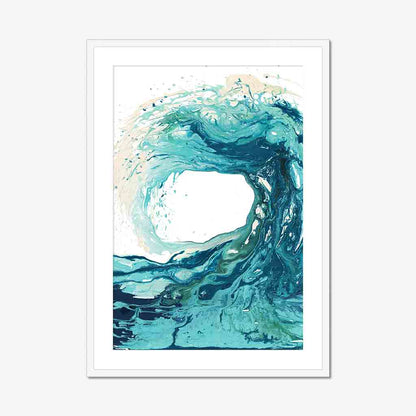 'Sandbanks Wave' - abstract coastal wave art in turquoise and navy, premium fine art paper print by Kate Shephard Art.