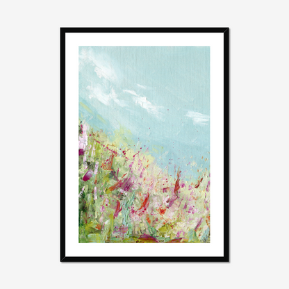 A1 Colours of the field print by Kate Shephard Art in a black frame