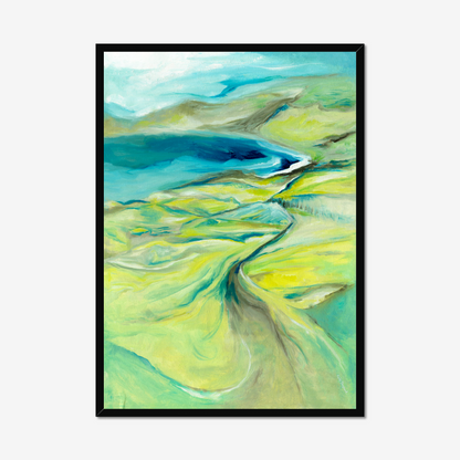 'Along The Worbarrow Path' Dorset South West Path abstract landscape seascape print by Dorset Artist Kate Shephard