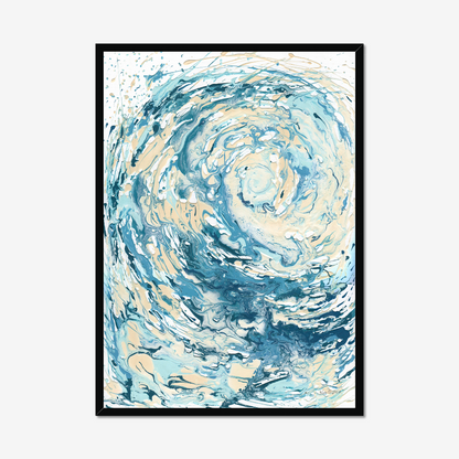 ‘Wave I’ - Blue and cream abstract wave art print, beautiful coastal home decor for any room.