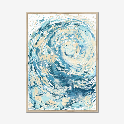 ‘Wave I’ - Blue and cream abstract wave art print, beautiful coastal home decor for any room.