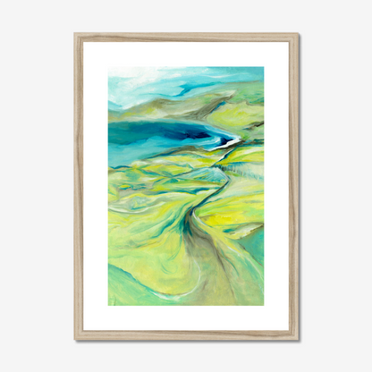 A2 size along the worbarrow path print by Kate Shephard in a natural frame