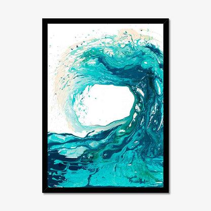 'Sandbanks Wave' - giclée fine art paper print of a turquoise and navy abstract wave painting by Kate Shephard Art.
