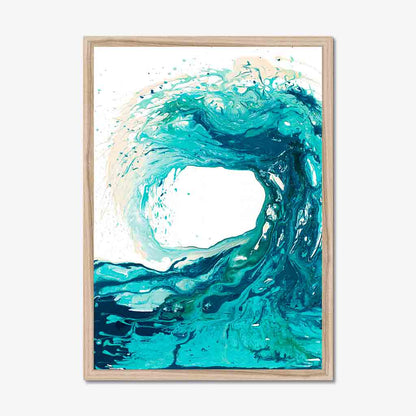 'Sandbanks Wave' - giclée fine art paper print of a turquoise and navy abstract wave painting by Kate Shephard Art.