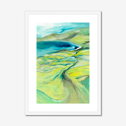 A2 size along the worbarrow path print by Kate Shephard in a white frame