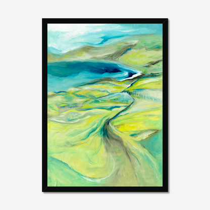 'Along The Worbarrow Path' Dorset South West Path abstract landscape seascape print by Dorset Artist Kate Shephard