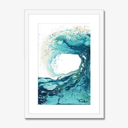 'Sandbanks Wave' - wave painting in turquoise and deep navy, fine art paper print, coastal wall art by Kate Shephard Art.
