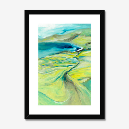 A3 size along the worbarrow path print by Kate Shephard in a black frame