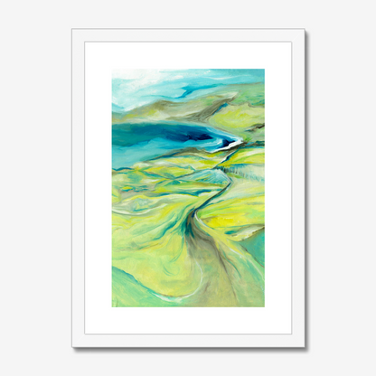 A3 size along the worbarrow path print by Kate Shephard in a white frame