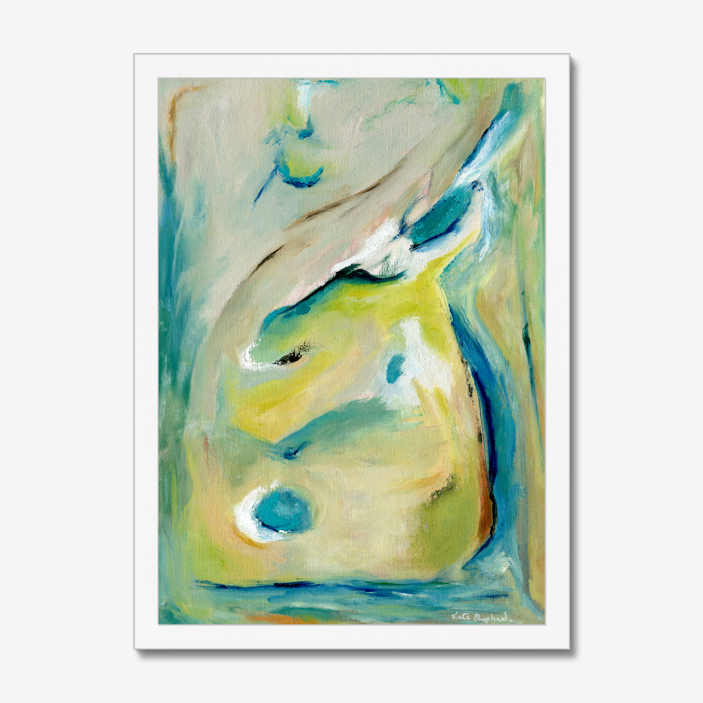 'True Colours' abstract art print inspired by Peacocks and their attitude of authenticity - standing tall and being yourself By Dorset Artist Kate Shephard