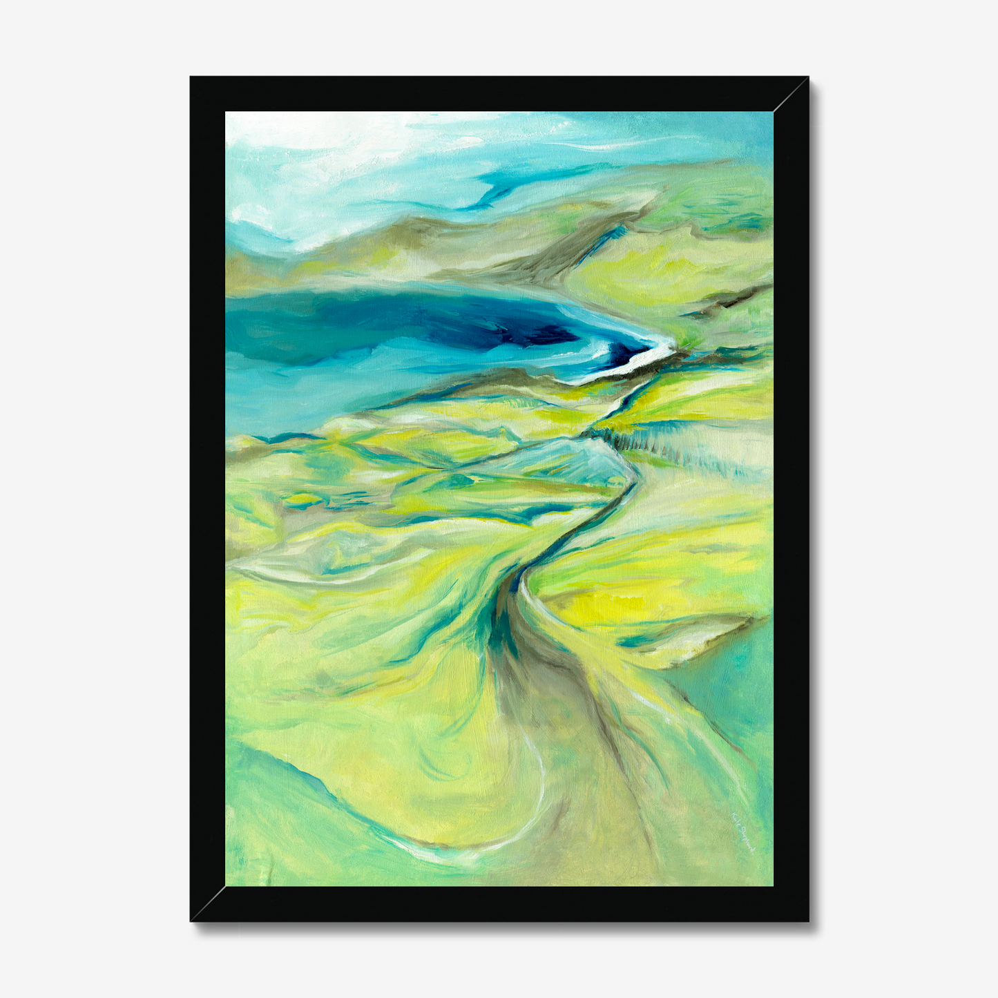 'Along The Worbarrow Path' Dorset South West Path abstract landscape seascape print by Dorset Artist Kate Shephard