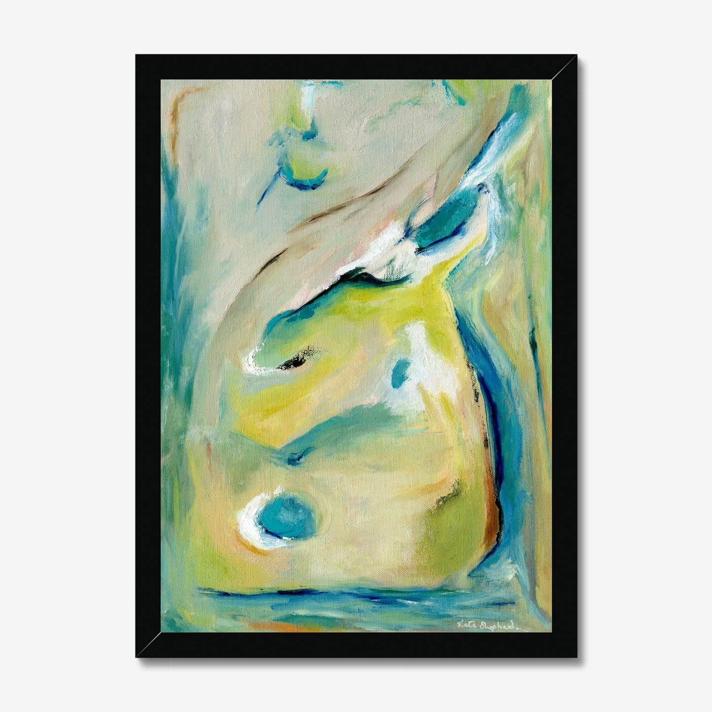 'True Colours' abstract art print inspired by Peacocks and their attitude of authenticity - standing tall and being yourself By Dorset Artist Kate Shephard