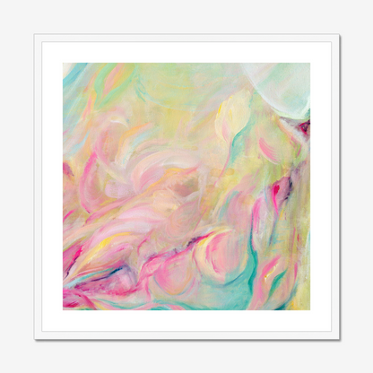 'Closer Than You Think' Soulful Yellow Colourful Artwork Fine Art Print, Uplifting Feminine Wall Art For Bedroom & Living Room, Radiant Vibrant Happy Art Prints in Warm Yellow & Fresh Mint,  By Kate Shephard Art