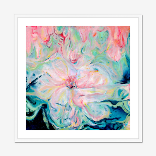 ‘Whispers of Spring’ - Abstract Floral Art Colourful Print in Pink and Blue