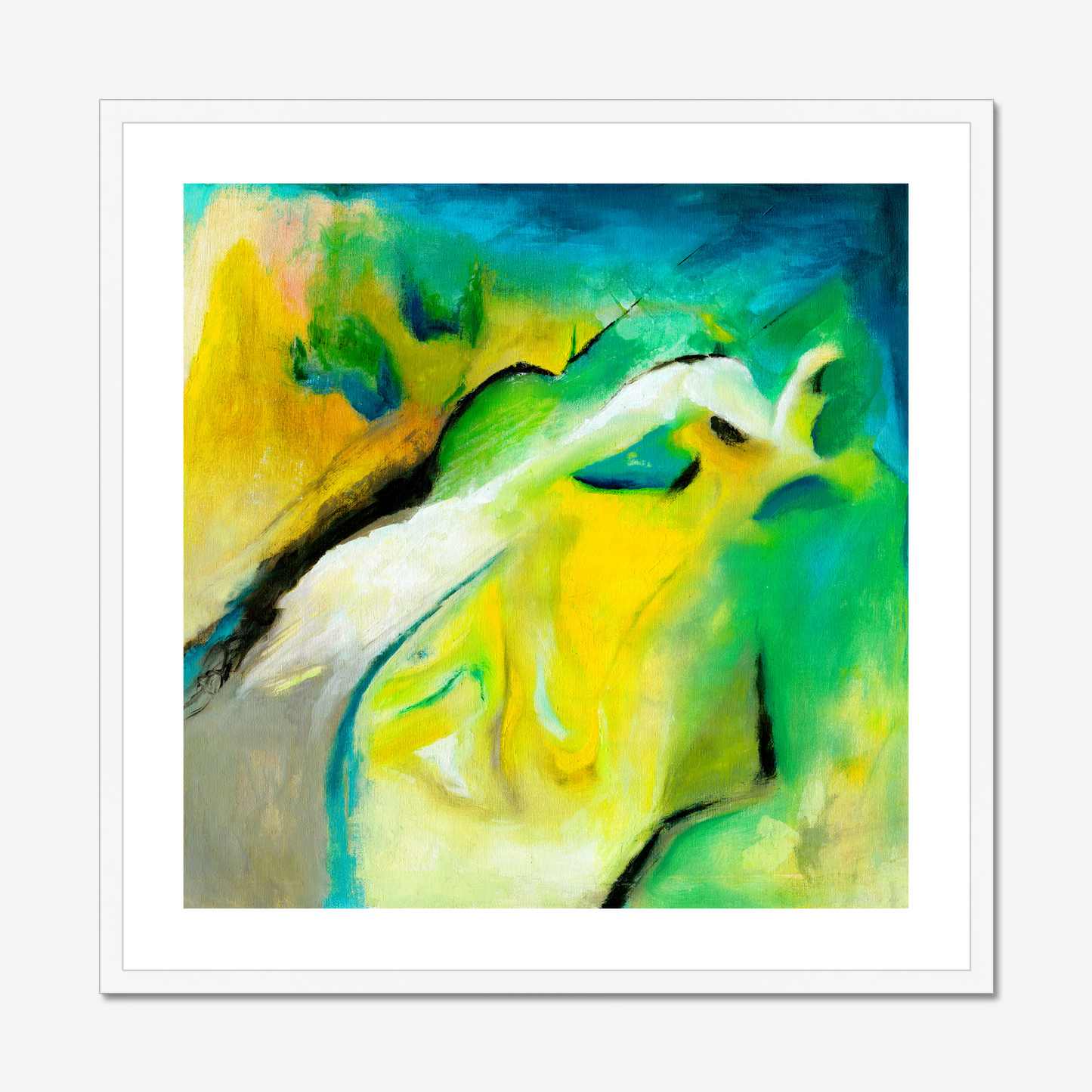 ‘Leap of Faith’ - Colourful Artwork Abstract Art Print in Green & Yellow
 – uplifting wall art that captures the essence of change.