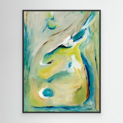 'True Colours' - Abstract expressionist canvas print celebrating authenticity with vibrant peacock feather colours.