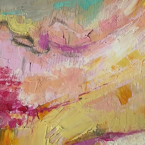 'Endless Summer' detail - One of a kind contemporary artwork featuring expressive brushstrokes and summer colours.  
