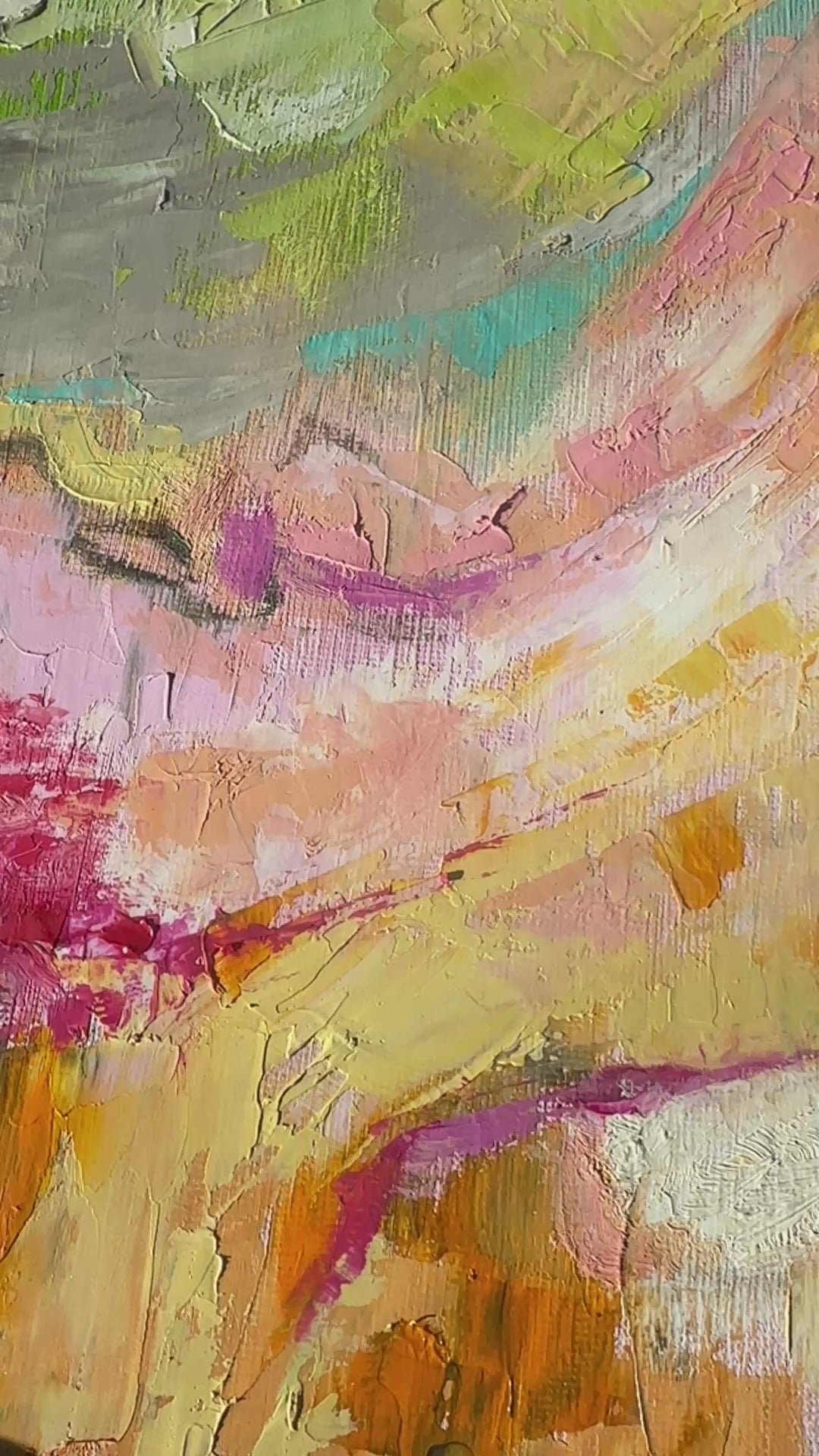 'Endless Summer' detail - One of a kind contemporary artwork featuring expressive brushstrokes and summer colours.  