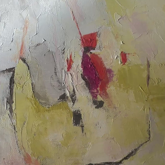 'Taking Flight' - Original artwork oil painting on canvas board in joyful yellows and blues, hope art abstract freedom painting framed and ready to hang.