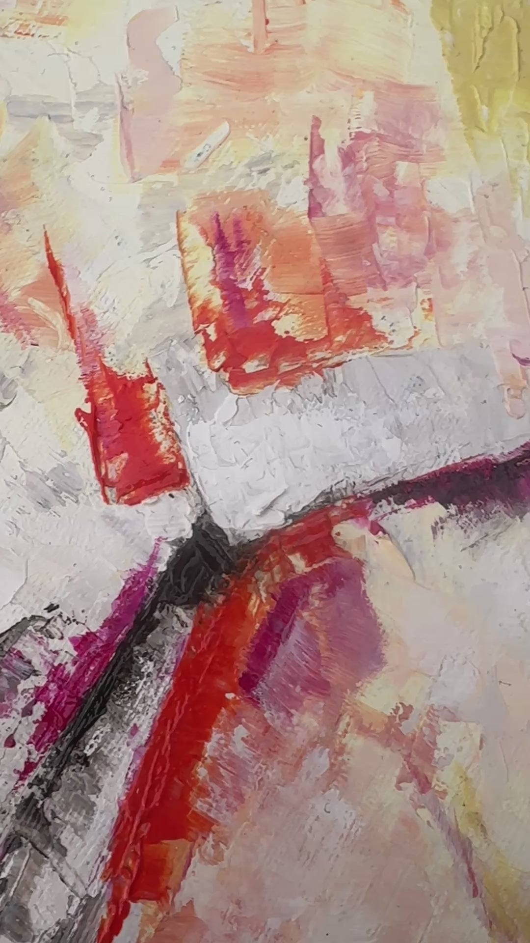 'Taking Flight' - Close-up of expressive oil paint brushwork in vibrant yellow, blue and green, hope art original artwork by Kate Shephard Art.