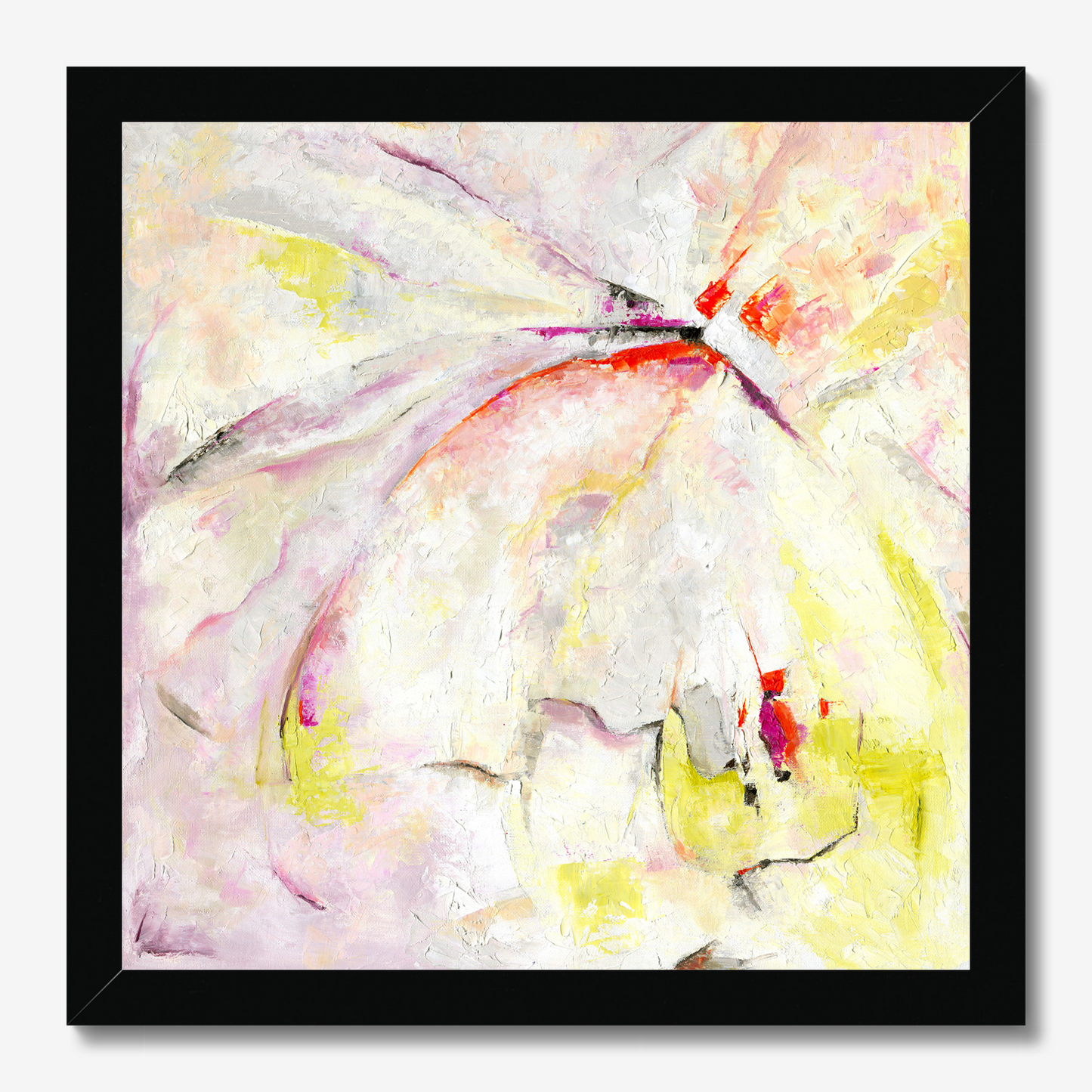 Abstract pink and yellow art print about freedom and escape by Dorset Artist Kate Shephard