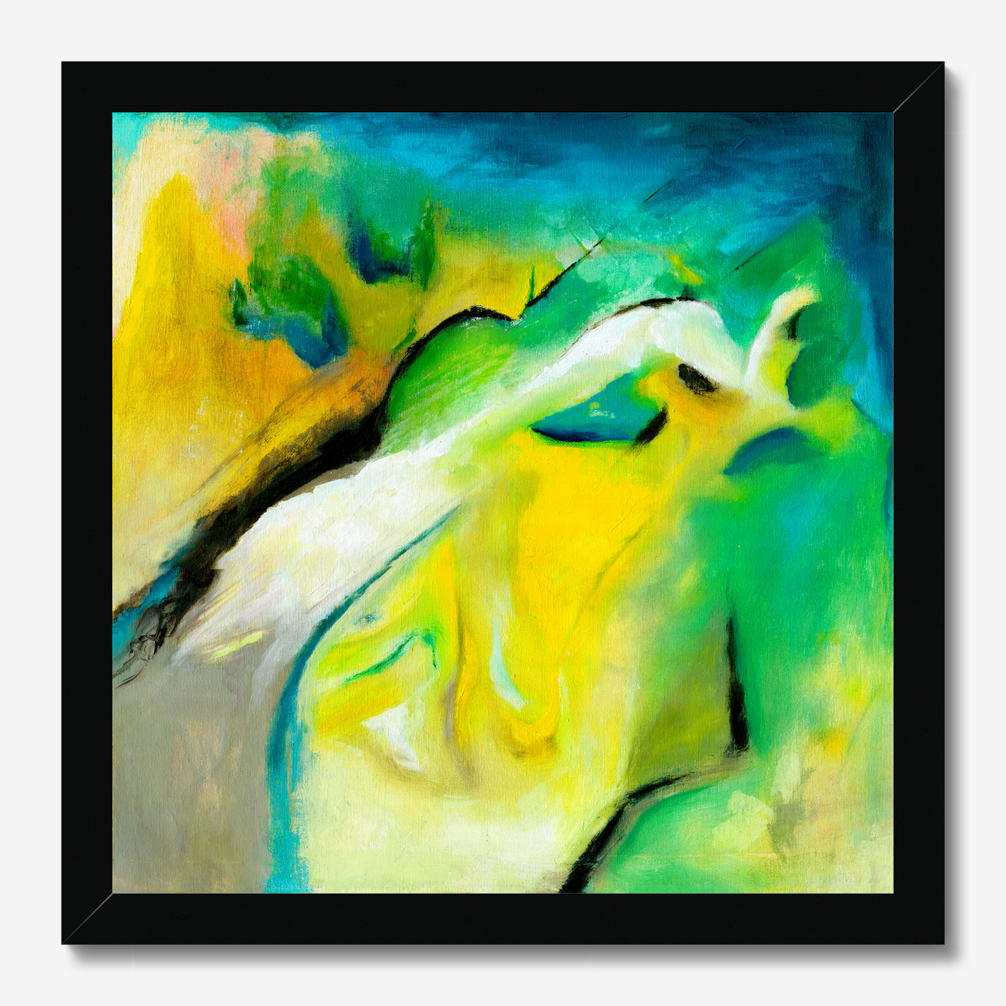Leap of faith abstract green and yellow art print about taking a chance and being authentic by Christian Artist Kate Shephard