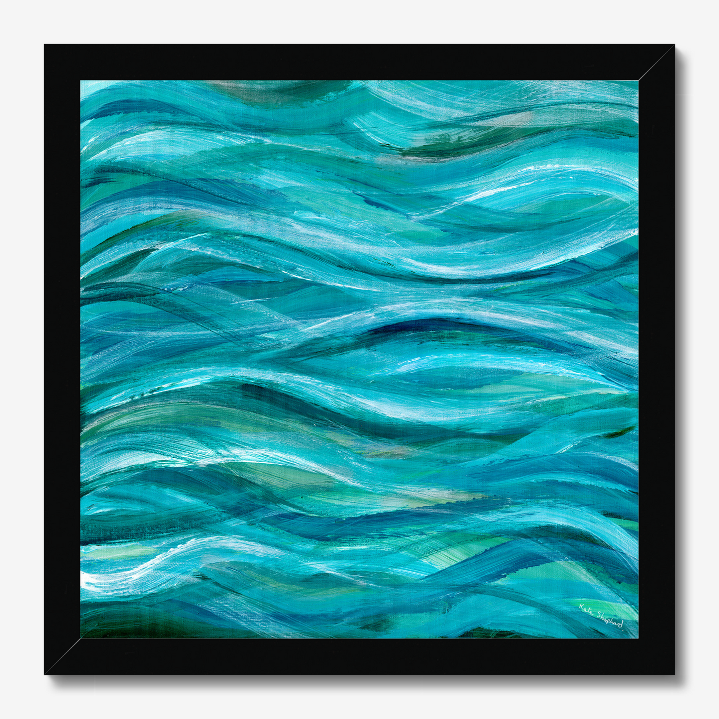 The Sea Beneath Us Is Deep abstract ocean wave art print about inner depth and strength by Dorset Artist Kate Shephard