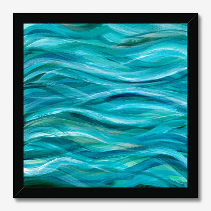 The Sea Beneath Us Is Deep abstract ocean wave art print about inner depth and strength by Dorset Artist Kate Shephard