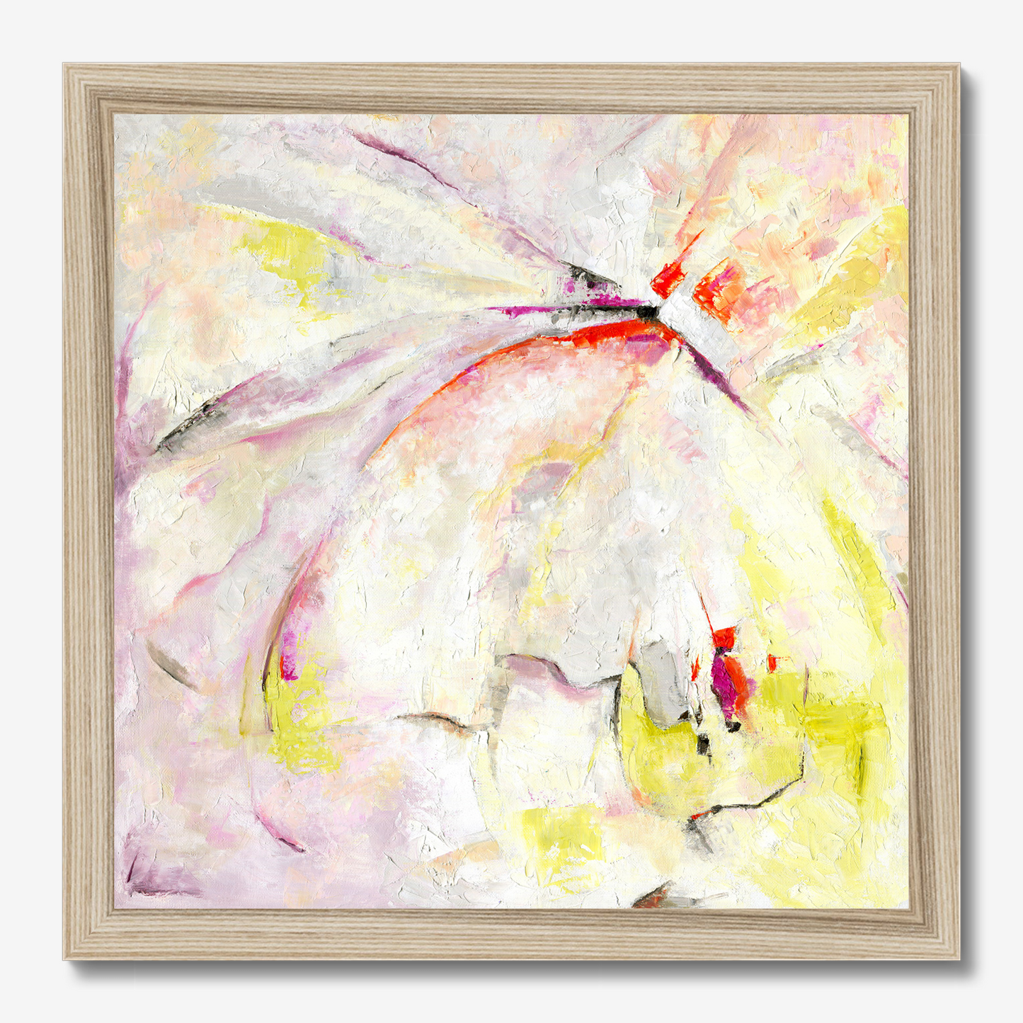 Abstract pink and yellow art print about freedom and escape by Dorset Artist Kate Shephard
